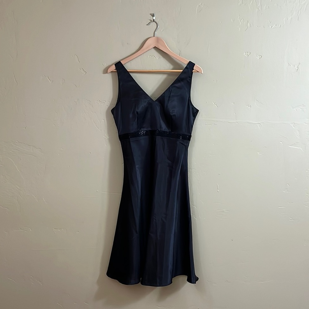 NWOT La Redoute | Satin dress with sequin waistband | Black | Size 8